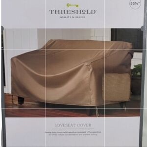 NEW! THRESHOLD Tan/Brown Outdoor Loveseat Furniture Cover 55.5.